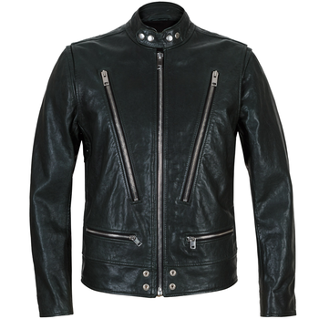 L-Koji Green Leather Biker Jacket