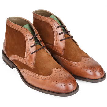 Whiskey Leather & Suede Brogue Boot