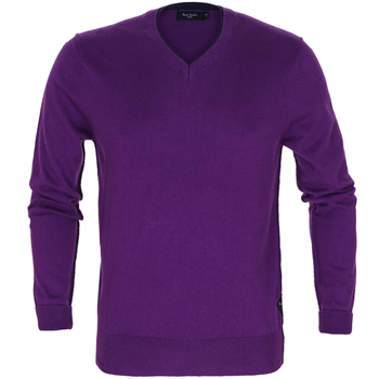 Trim Collar Cotton Blend V-Neck