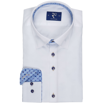 Plain Twill Navy Button Dress Shirt