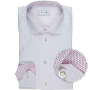 Slim Fit Luxury Cotton Contrast Dot Trim Dress Shirt