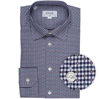 Slim Fit Luxury Cotton Check Fil Coupe Dress Shirt