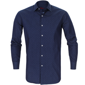 Geometric Print Light Denim Casual Shirt