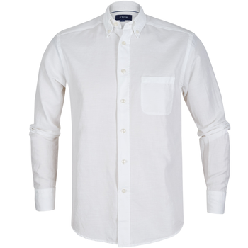 Slim Fit Cotton/Hemp Herringbone Casual Shirt