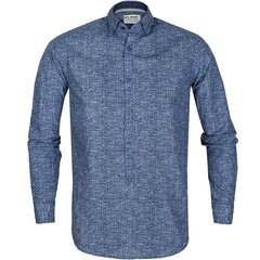 Casarano Micro Leaf Print Pull-Over Casual Shirt-shirts-FA2 Online Outlet Store