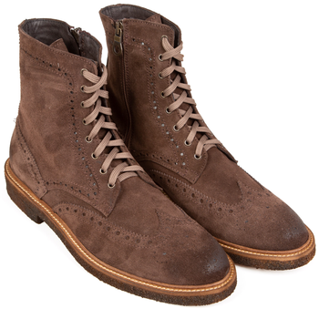 Roma Suede Zip & Lace-up Brogue Boot