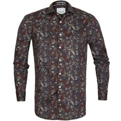 Floral Leaf Print Stretch Cotton Shirt-shirts-FA2 Online Outlet Store