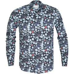 Clock Face Print Stretch Cotton Shirt-shirts-FA2 Online Outlet Store