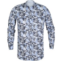 Slim Fit Stretch Cotton Small Floral Print Shirt-shirts-FA2 Online Outlet Store