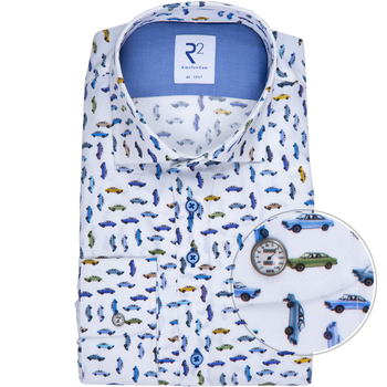 Luxury Cotton Cars Print Dress Shirt