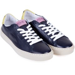Trio Luxury Navy Leather Sneaker-shoes & boots-FA2 Online Outlet Store