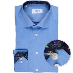 Slim Fit Luxury Twill Dress Shirt With Floral Trim-shirts-FA2 Online Outlet Store