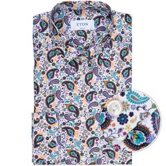 Super Slim Fit Luxury Cotton Paisley Print Dress Shirt-shirts-FA2 Online Outlet Store