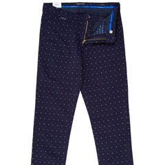 Mott Slim Navy Dot Print Stretch Cotton Chino-casual & dress trousers-FA2 Online Outlet Store