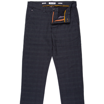 Slim Fit Stretch Cotton Check Casual Trousers