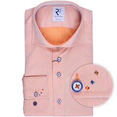 Luxury Cotton Twill Dress Shirt With Geo. Trim-shirts-FA2 Online Outlet Store