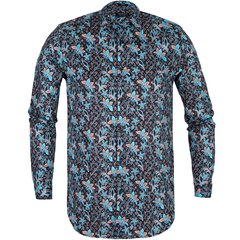 Slim Fit Orient Flower Print Stretch Cotton Casual Shirt-shirts-FA2 Online Outlet Store