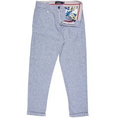 Cropped Leg Stripe Linen/Cotton Casual Trousers-casual & dress trousers-FA2 Online Outlet Store