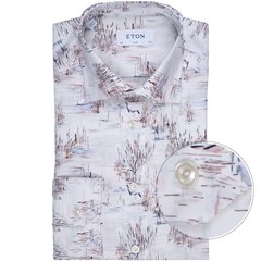 Slim Fit Luxury Cotton Crane Print Dress Shirt-shirts-FA2 Online Outlet Store