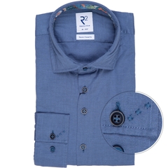 Steel Blue Luxury Cotton Twill Casual Shirt-shirts-FA2 Online Outlet Store