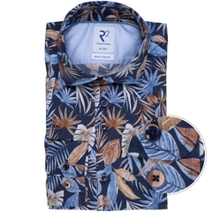 Big Tropical Leaves Print Stretch Cotton Shirt-shirts-FA2 Online Outlet Store