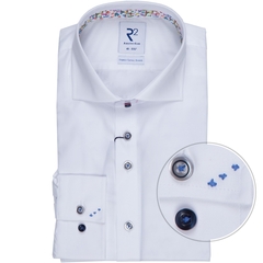 White Luxury Cotton Twill Dress Shirt With Fruit Print Trim-shirts-FA2 Online Outlet Store