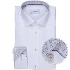 Slim Fit Cotton Twill Dress Shirt With Geometric Trim Detail-shirts-FA2 Online Outlet Store