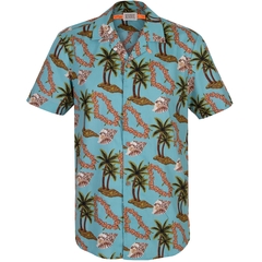 Tropical Palms & Shells Print Casual Shirt-shirts-FA2 Online Outlet Store