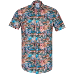 Italy Landscape Print Stretch Cotton Casual Shirt-shirts-FA2 Online Outlet Store