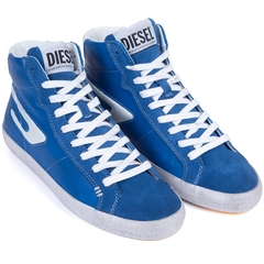 Leroji Mid-Top Blue Leather Sneakers-shoes & boots-FA2 Online Outlet Store