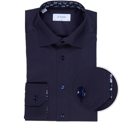 Slim Fit Cotton Twill Dress Shirt With Floral Trim-shirts-FA2 Online Outlet Store