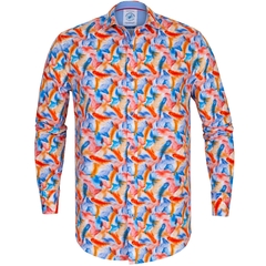 Feathers Print Stretch Cotton Shirt-shirts-FA2 Online Outlet Store