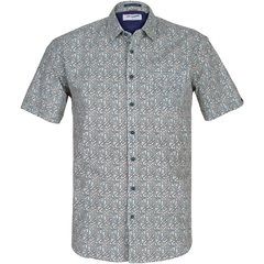 Geometric Print Stretch Cotton Short Sleeve Shirt-shirts-FA2 Online Outlet Store