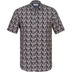 Blurred Geometric Print Short Sleeve Shirt-shirts-FA2 Online Outlet Store