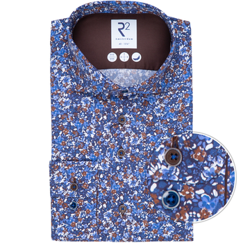 Abstract Floral Print Dress Shirt