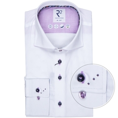 Luxury 2-Ply Cotton Twill Dress Shirt With Print Trim-shirts-FA2 Online Outlet Store