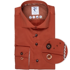Brick 2-Ply Organic Cotton Twill Dress Shirt With Print Trim-shirts-FA2 Online Outlet Store