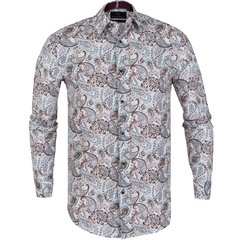 Beaumont Stretch Cotton Paisley Print Shirt-shirts-FA2 Online Outlet Store