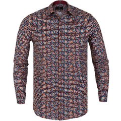 Beaumont Stretch Cotton Retro Geometric Print Shirt-shirts-FA2 Online Outlet Store