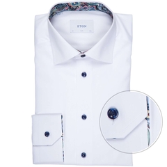 Slim Fit Luxury Cotton Twill Dress Shirt With Paisley Print Trim-shirts-FA2 Online Outlet Store