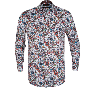 Beaumont Bugs & Flowers Print Stretch Cotton Casual Shirt