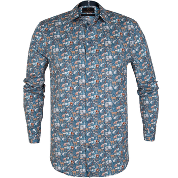 Beaumont Wild Animals Print Stretch Cotton Casual Shirt