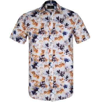 Brent Leaves Print Short Sleeve Shirt