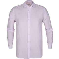 Roma Luxury Linen Shirt With Floral Trim-shirts-FA2 Online Outlet Store