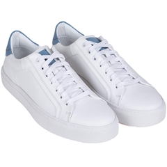 White/Light Blue Byron Leather Sneakers-shoes & boots-FA2 Online Outlet Store