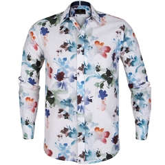 Beaumont Watercolour Print Cotton/Linen Shirt-shirts-FA2 Online Outlet Store