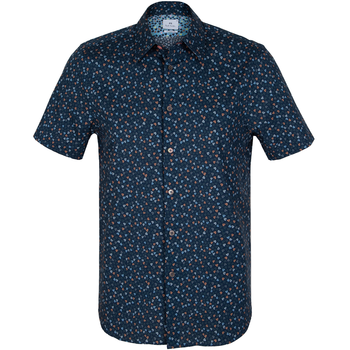 Tailored Fit Small Leaf Print Short Sleeve Shirt