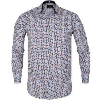 Blake Retro Geometric Print Stretch Cotton Shirt