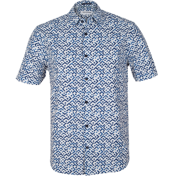 Short Sleeve Geometric Print Casual Shirt