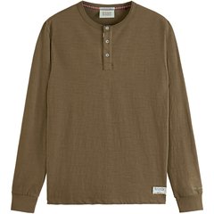 Relaxed Fit Slub Cotton Grandad Long Sleeve T-Shirt-t-shirts & polos-FA2 Online Outlet Store